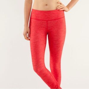 Lululemon Wunder Under Tight, Reversible Slub Denim Love Red Size 4 28”